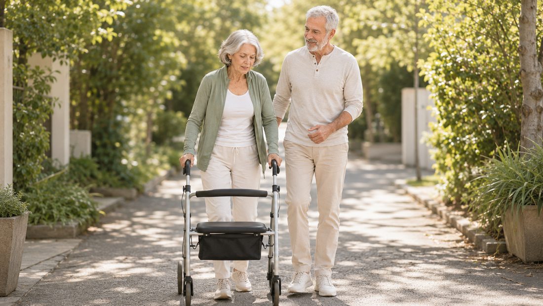 Couple senior en promenade dehors